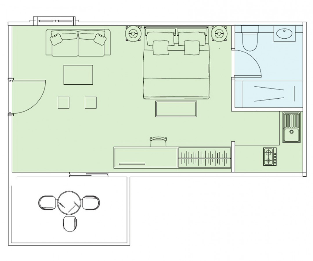 Standard Studio Apartment Inland View