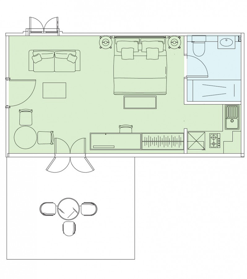 Superior Studio Apartment Inland View